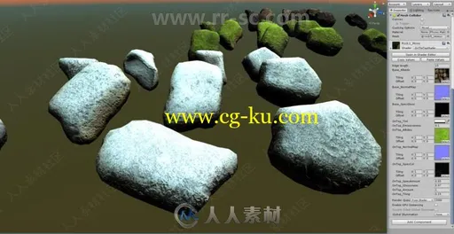 十二组苔藓纹理白雪覆盖不同纹理岩石Unity游戏素材资源的图片1