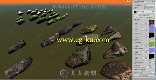 十二组苔藓纹理白雪覆盖不同纹理岩石Unity游戏素材资源的图片3