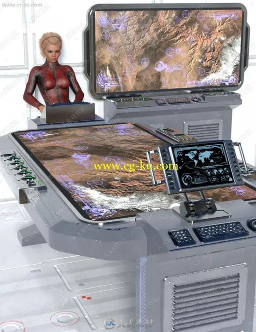 平面立体战术作战指挥屏幕台3D模型的图片1