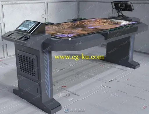 平面立体战术作战指挥屏幕台3D模型的图片2