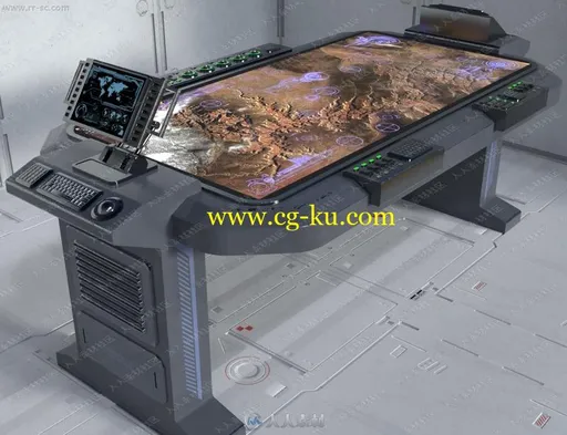 平面立体战术作战指挥屏幕台3D模型的图片3