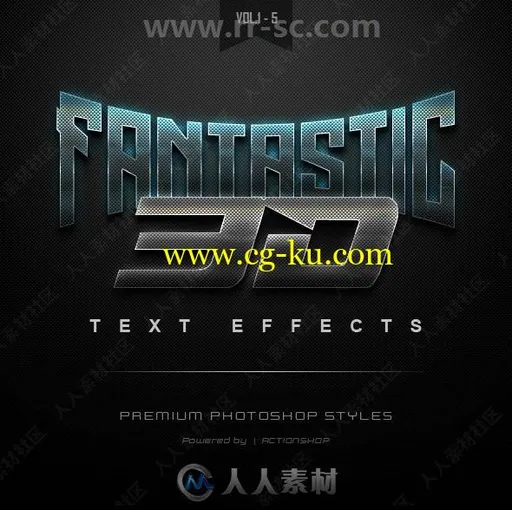不同颜色耀眼发光金属质感3D字体艺术特效PSD字模的图片1