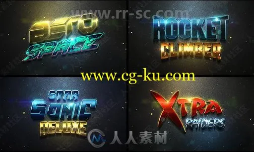 不同颜色耀眼发光金属质感3D字体艺术特效PSD字模的图片3