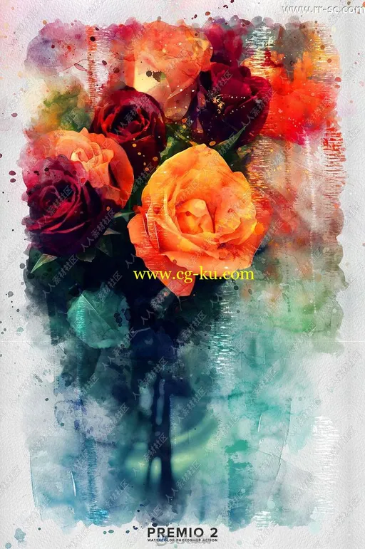 独特水彩水墨混合晕染人像艺术特效PS动作的图片2