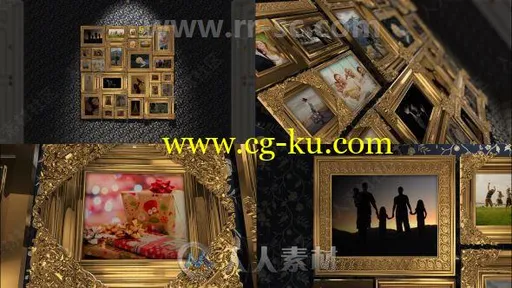 高贵华丽金色铁质相册边框风格幻灯片相册动画AE模板合集的图片1
