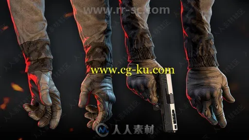 逼真FPS游戏第一手军用全手套长袖3D角色Unity游戏素材资源的图片2