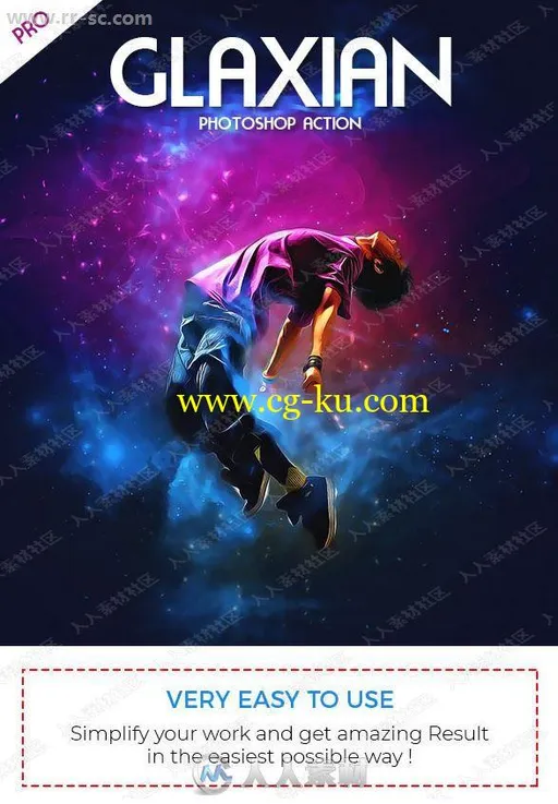 五彩缤纷唯美梦幻人物漂浮银河系艺术特效PS动作的图片1
