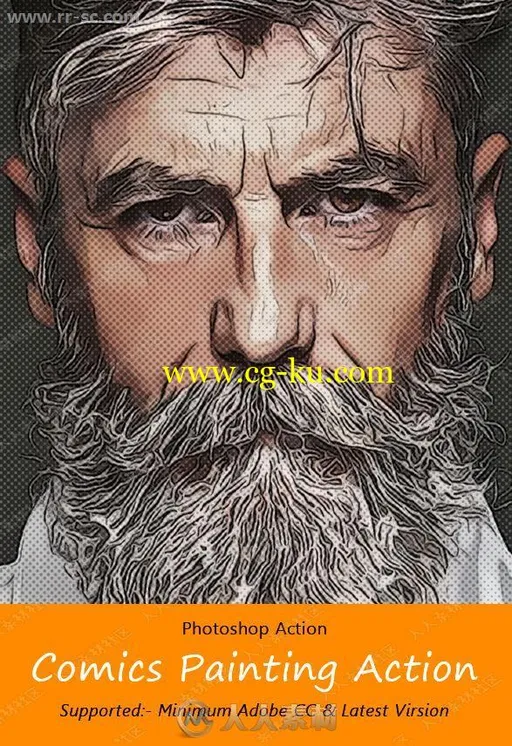 纹理细腻漫画油画人物静物艺术特效PS动作的图片1