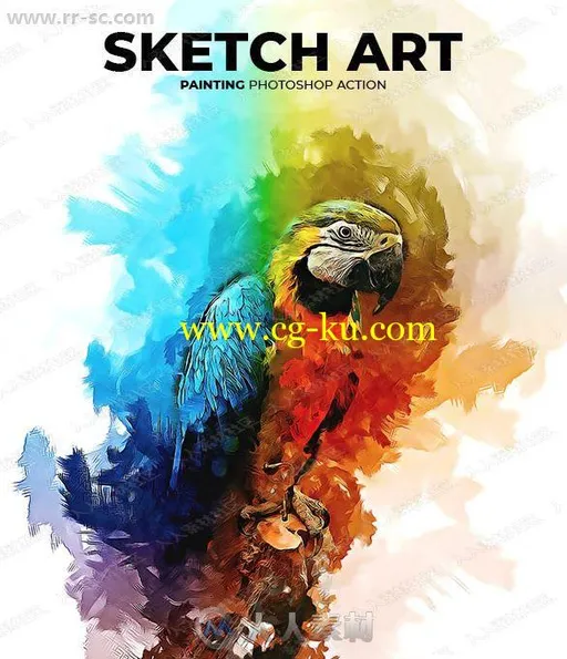 超美鲜艳水彩笔刷绘画艺术特效PS动作的图片1