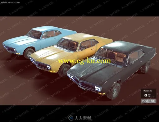 多组复古做旧掉漆小汽车3D模型的图片2