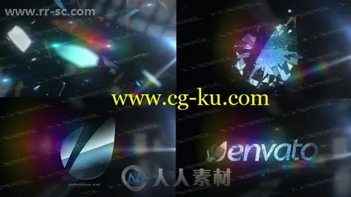 唯美五彩玻璃碎片重组logo动画演绎AE模板的图片1