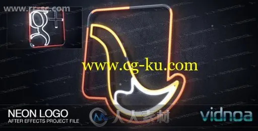 创意霓虹通电闪烁logo动画演绎AE模板的图片1