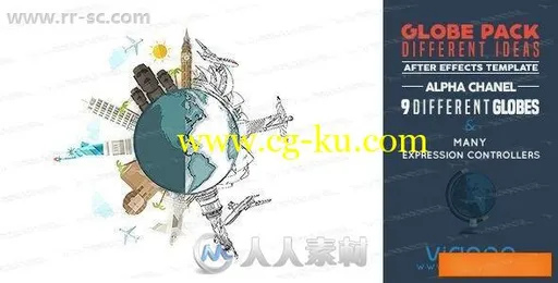 多种形式科幻素描地球旋转展示logo动画演绎AE模板的图片1