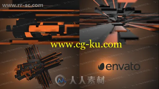 3D立体错综暗色长方体logo动画演绎AE模板的图片1