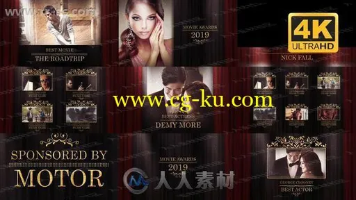 奢华高贵典雅金色粒子帷幕颁奖典礼AE模版的图片1