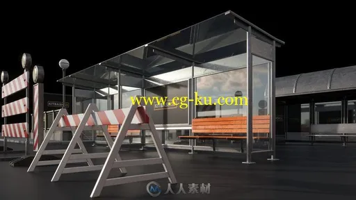 街道角落建筑公共设施等3D模型合集的图片1