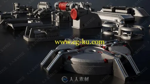科幻电缆管道链轮磁通电容器等小部件3D模型合集的图片3