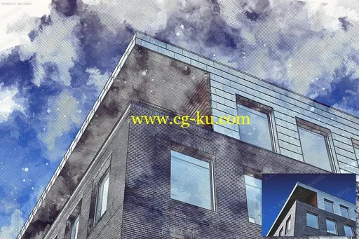 专业建筑形象室内外彩色素描艺术特效PS动作的图片3