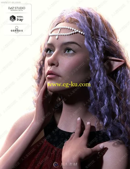 漂亮精灵女孩多组颜色皮肤妆容3D模型的图片1