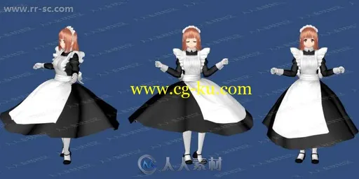 多组维多利亚女仆三维卡通形象表情动作3D模型Unity游戏素材资源的图片2