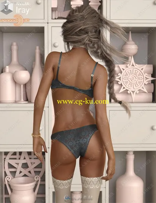 多种颜色蕾丝细致女孩内衣3D模型的图片3