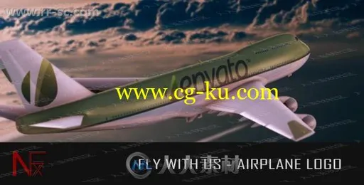 飞机云层缓慢穿过大徽标logo动画演绎AE模板的图片1