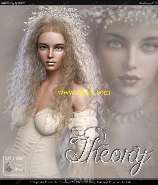 多种颜色花环波浪发型女神妆容3D模型的图片2