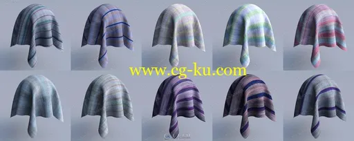 多组颜色不同格纹格子布料底纹3D模型的图片2