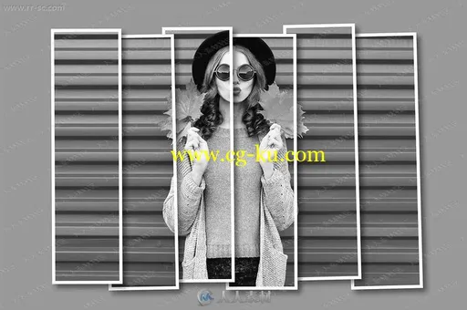 艺术分层3D效果切割拼凑人像特效PS动作的图片1