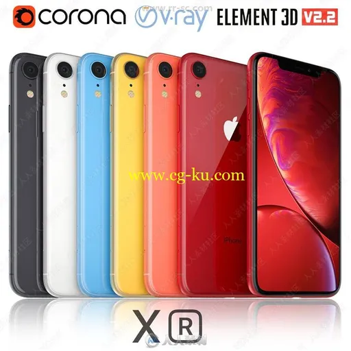 苹果手机Apple iPhone Xr Xs全颜色3D模型合集的图片2