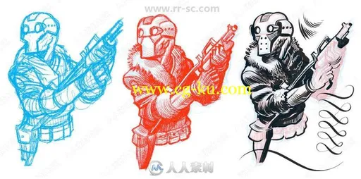 Photoshop Inking Brush水墨模拟PS笔刷笔触预设的图片1