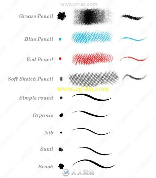 Photoshop Inking Brush水墨模拟PS笔刷笔触预设的图片3