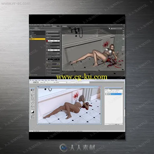 血腥恐怖场景多种血迹3D模型的图片3