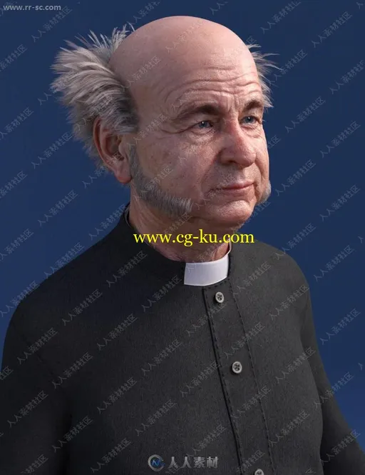 牧师经典装束帽子西裤外套3D模型的图片1