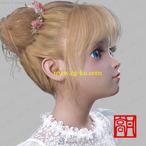 可爱大眼睛洋娃娃女孩多组服装造型3D模型的图片2
