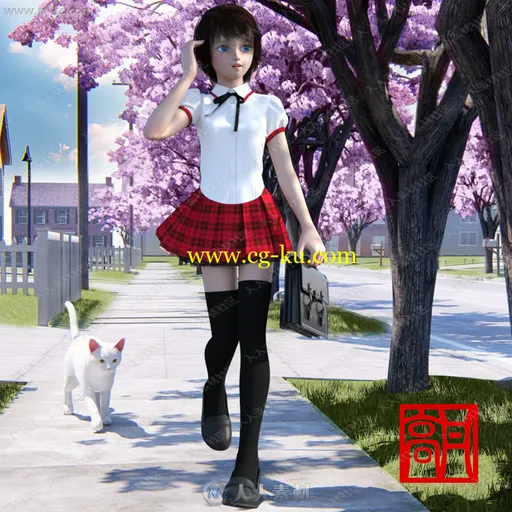 可爱大眼睛洋娃娃女孩多组服装造型3D模型的图片3