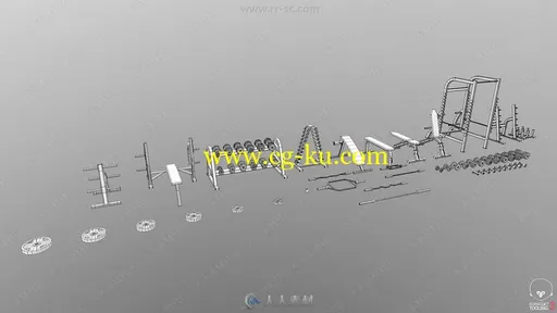 健身健美器材器械3D模型合集的图片3
