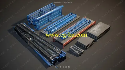 仓库储存设备设施货架机架3D模型合集的图片1