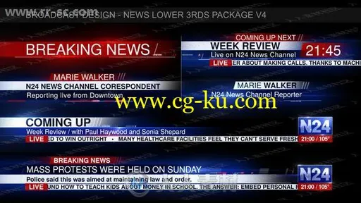 专业红蓝主题路况直播新闻下横栏动画AE模版的图片1