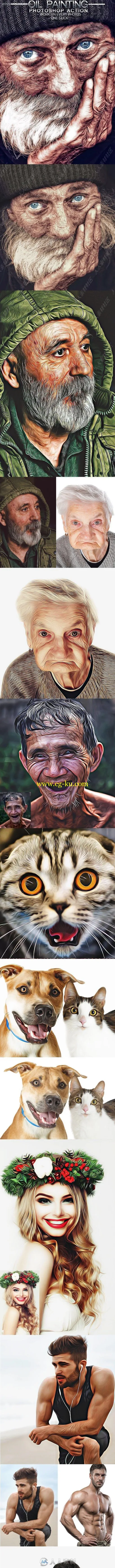 细腻线条纹理人物油画效果艺术特效PS动作的图片2