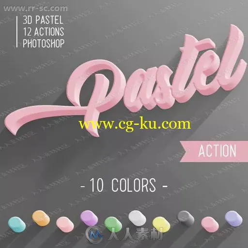 3D多彩奶油色文字立体效果艺术特效PS动作的图片1