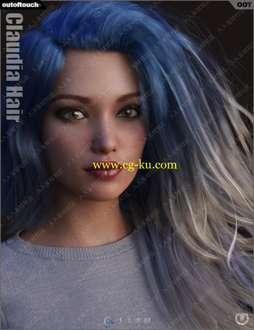 多组颜色高质量飘逸长发渐变发色3D模型的图片2