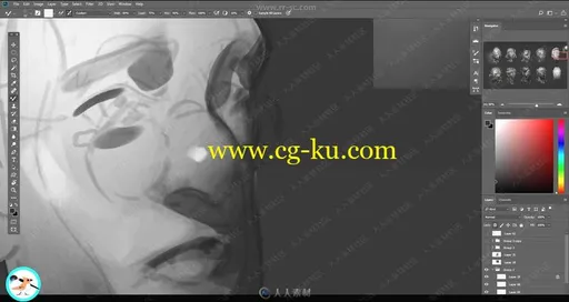 角色头部面部光线照明数字绘画实例训练视频教程的图片3