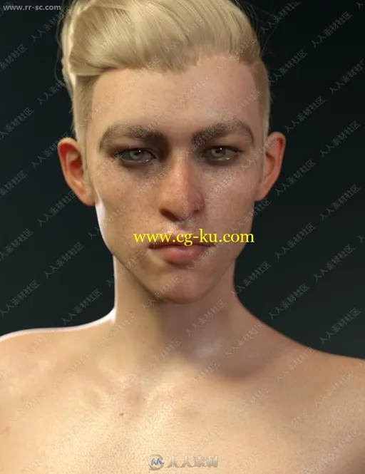 多种颜色肤色雀斑男孩怪异造型3D模型的图片1