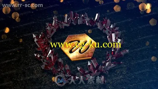 光圈粒子围绕神秘黑水晶logo动画演绎AE模板的图片1
