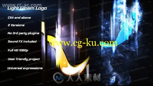 坠落立体波光烟雾超酷logo动画演绎AE模板的图片1