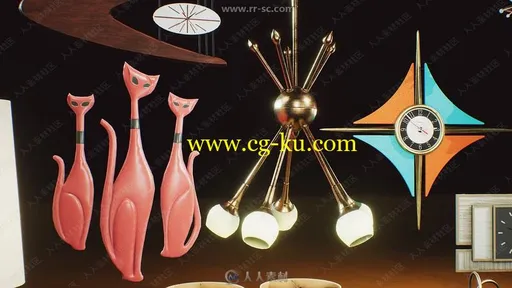 复古风格室内装饰小物件3D模型合集的图片1