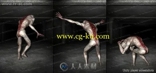长手尖牙恐怖怪物多组姿势形态3D模型Unity游戏素材资源的图片2