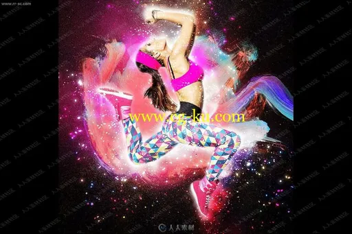 多彩活力光晕涂抹绘画粒子艺术特效PS动作的图片3