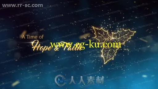 唯美圣诞金色粒子雪花汇聚标题动画AE模版的图片1